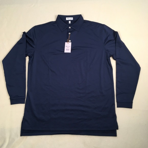 Peter Millar Men's Golf Polo Long Sleeve Size L Blue Activewear NWT - Picture 2 of 9